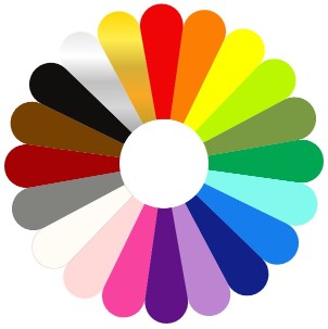 Afbeelding van de Kleurenbloem van Kracht van Kleur met 20 kleuren.